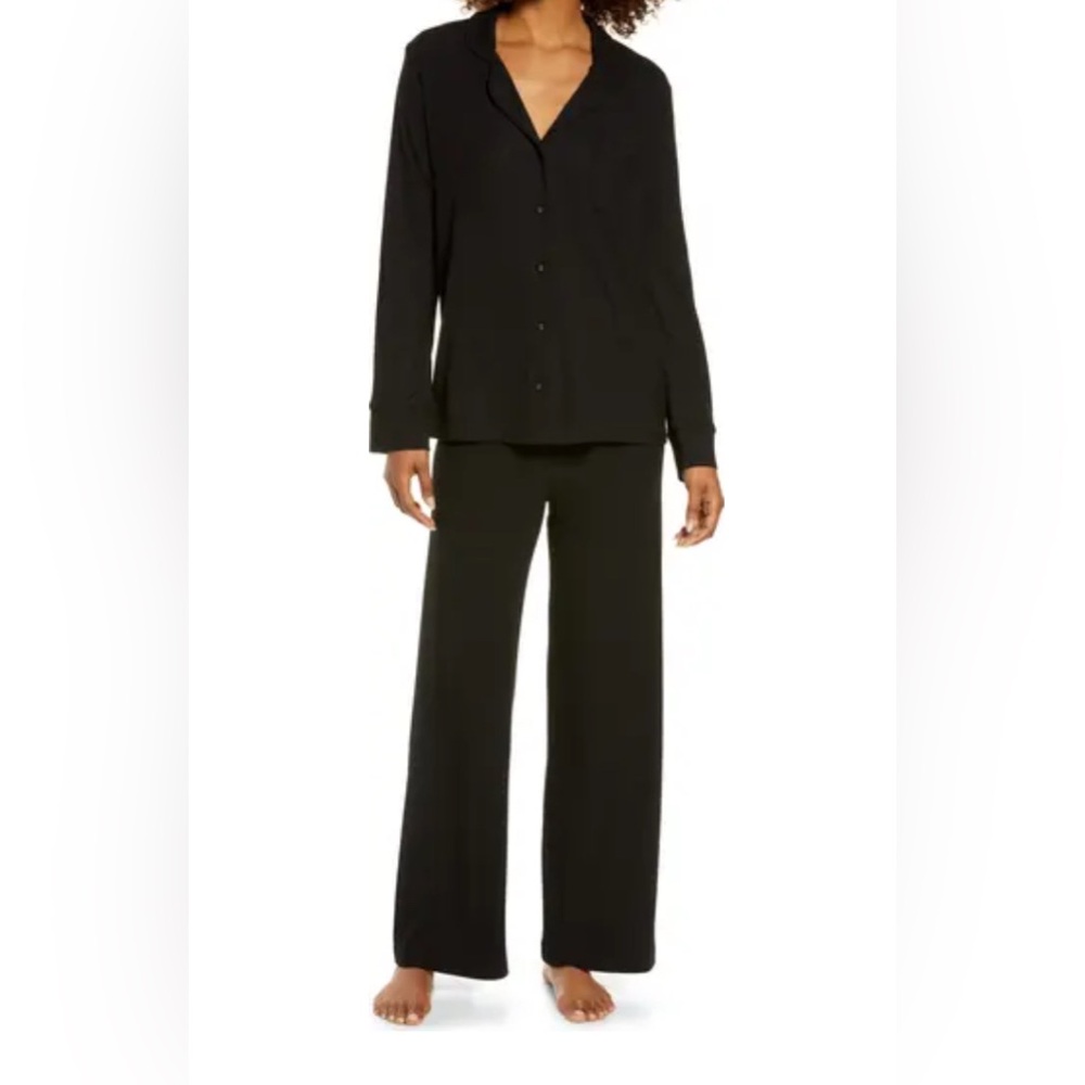NWT SKIMS SOFT LOUNGE RIBBED SLEEP SET pjs Onyx Black 2X $128 Luxurious! XXL
